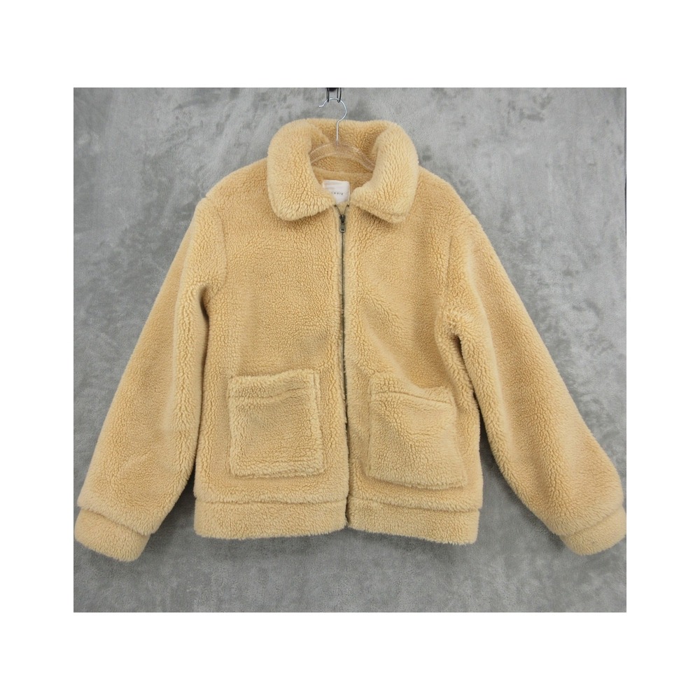 Elodie Jacket Womens Size M Anthropologie Sherpa Teddy Cozy Chunky Full Zip Tan